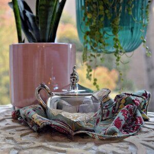 Elegant Vintage Silver-Plated Creamer – Lidded, Footed, Ornate Design